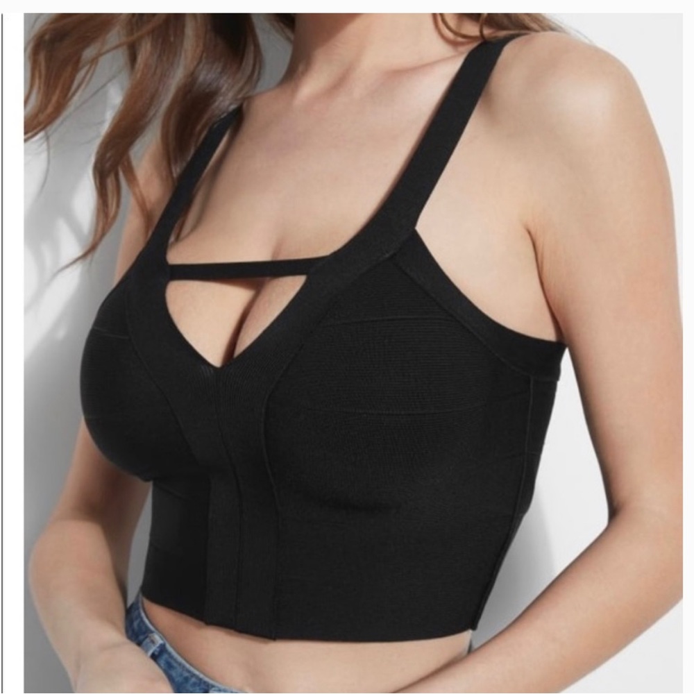Guess Size Small Black Bandage Keyhole Crop Top (Like New)